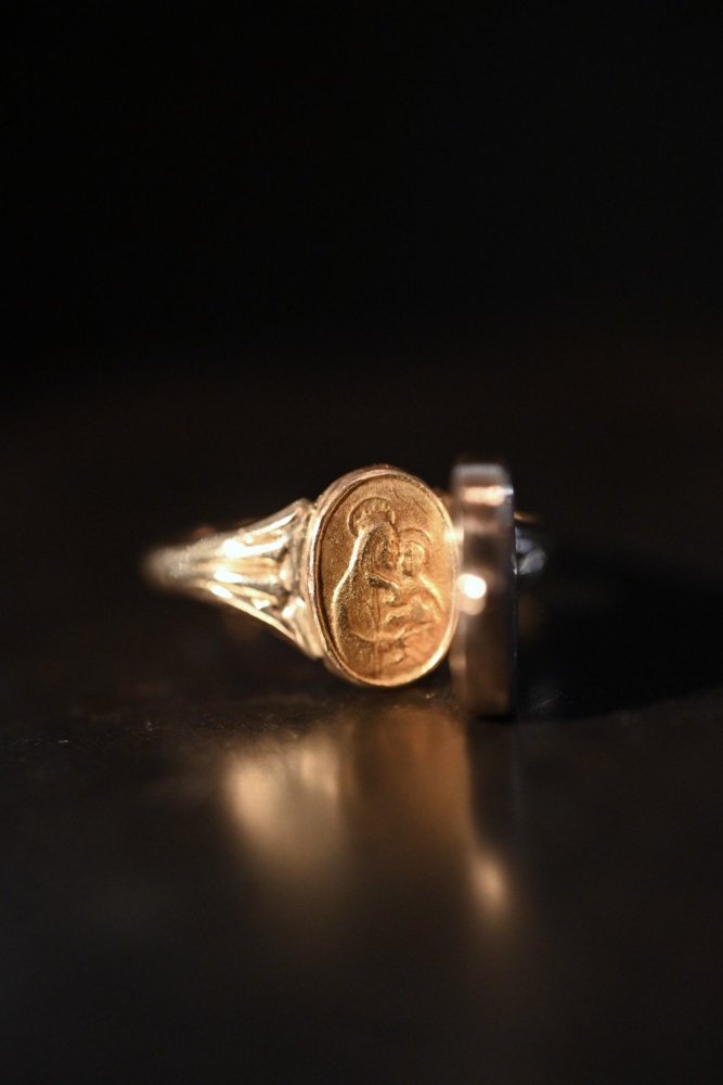 us early 20th 10K gold locket signet ring