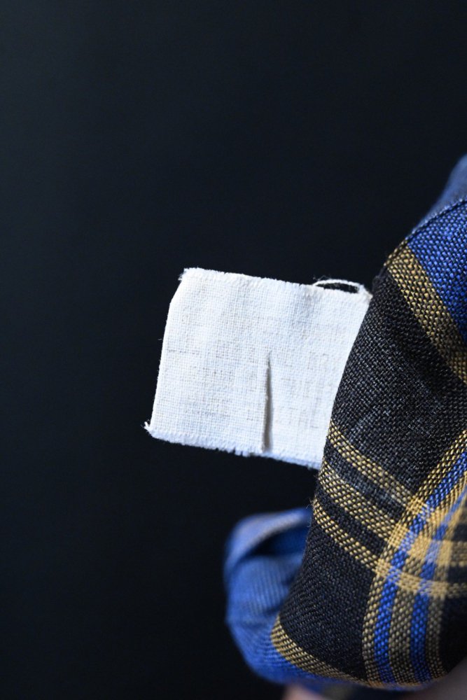 us 1960's~ linen check s/s shirt