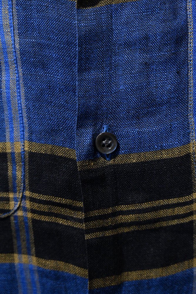 us 1960's~ linen check s/s shirt