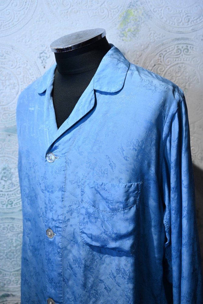 us 1960's rayon jacquard pajama shirt