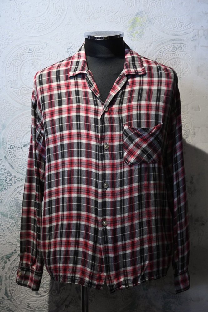 us 1960's rayon check shirt