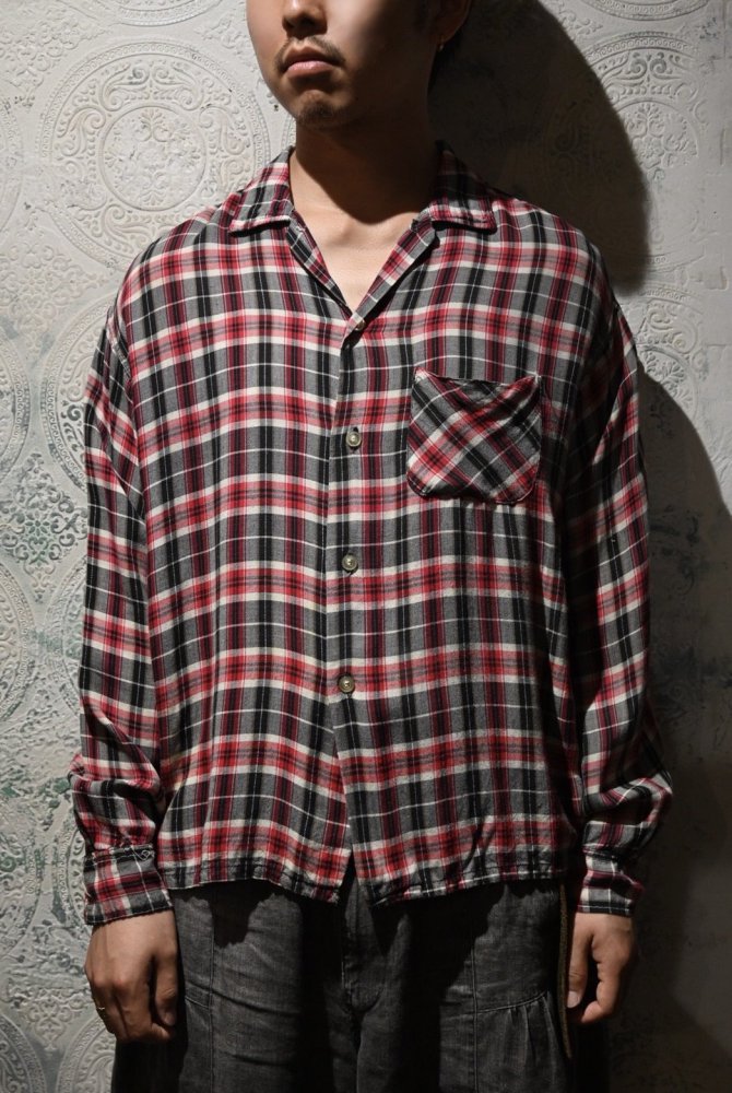 us 1960's rayon check shirt