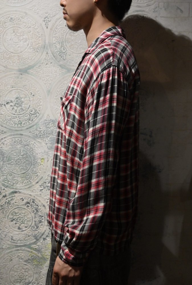 us 1960's rayon check shirt