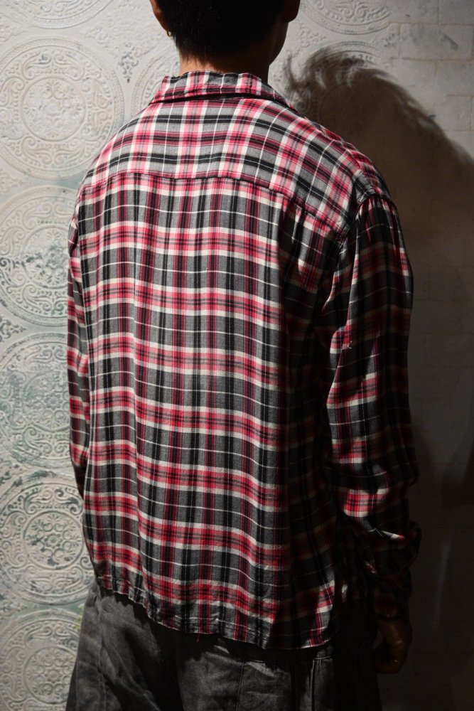 us 1960's rayon check shirt