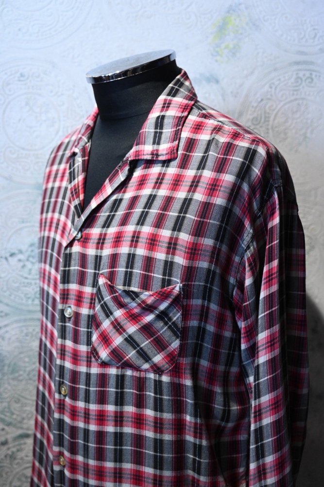 us 1960's rayon check shirt