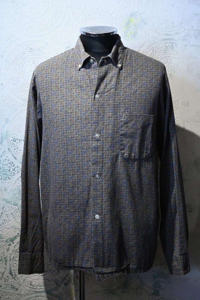 us 1960's printed cotton b/d shirt