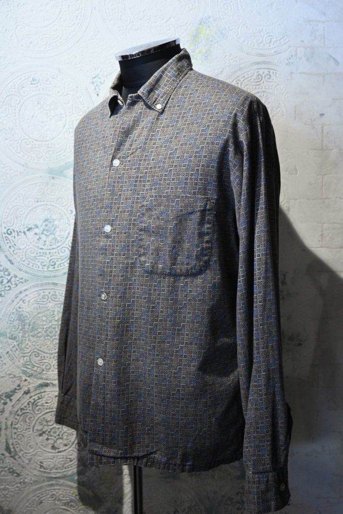 us 1960's printed cotton b/d shirt