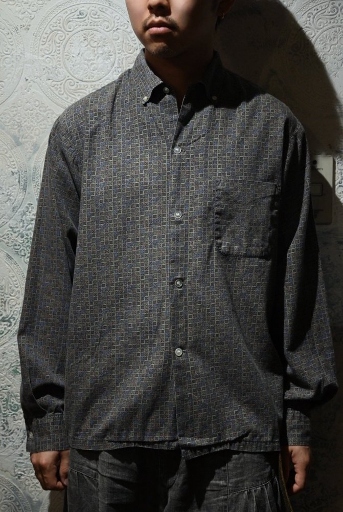 us 1960's printed cotton b/d shirt