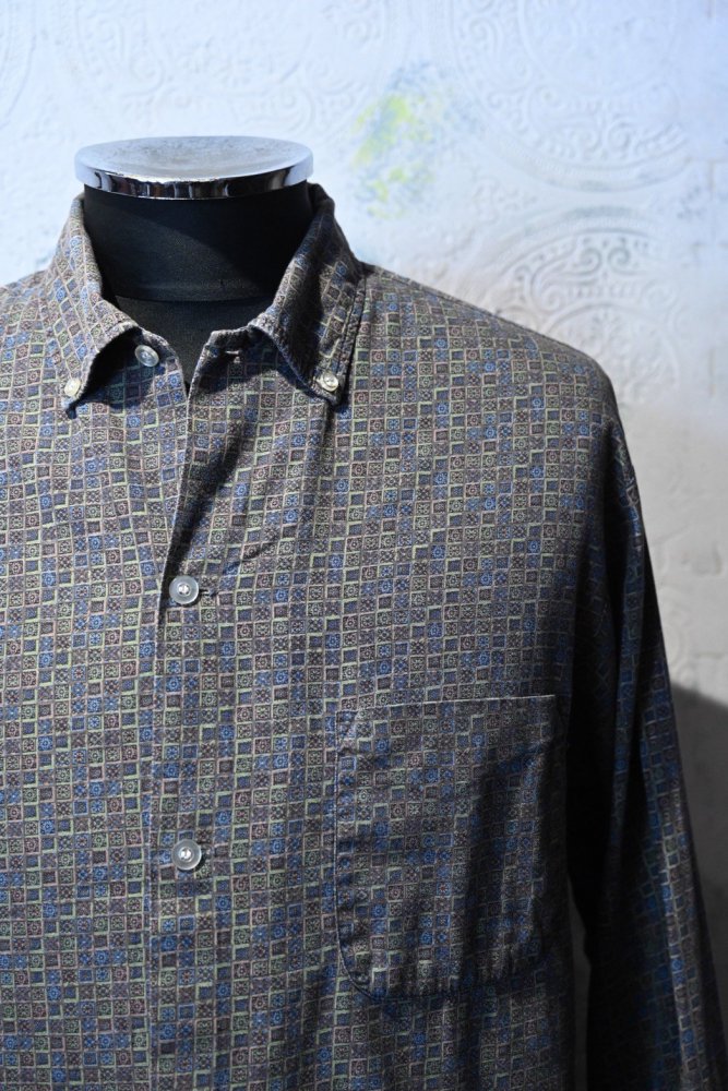 us 1960's printed cotton b/d shirt