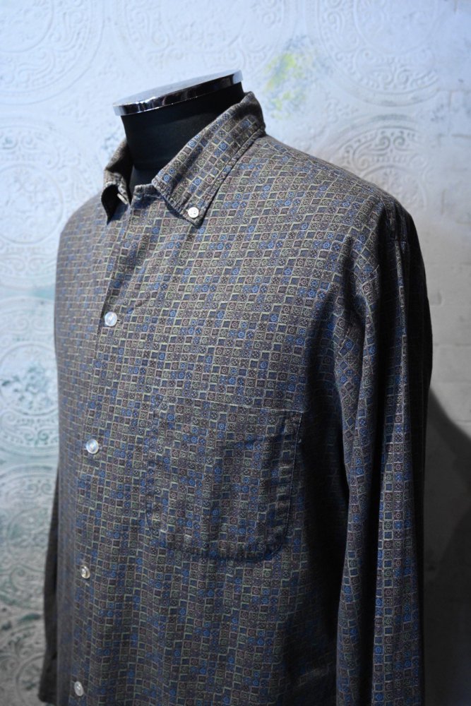 us 1960's printed cotton b/d shirt