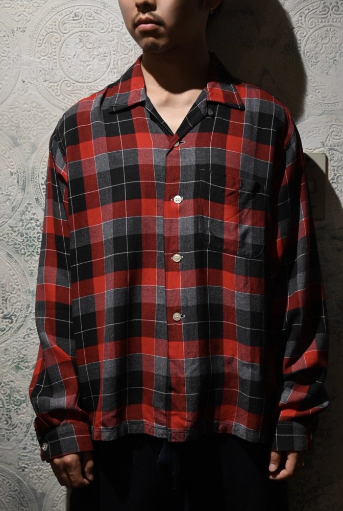 us 1960's "Balmor" rayon check shirt 