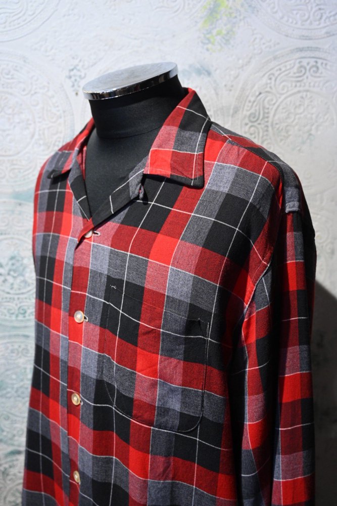 us 1960's "Balmor" rayon check shirt 