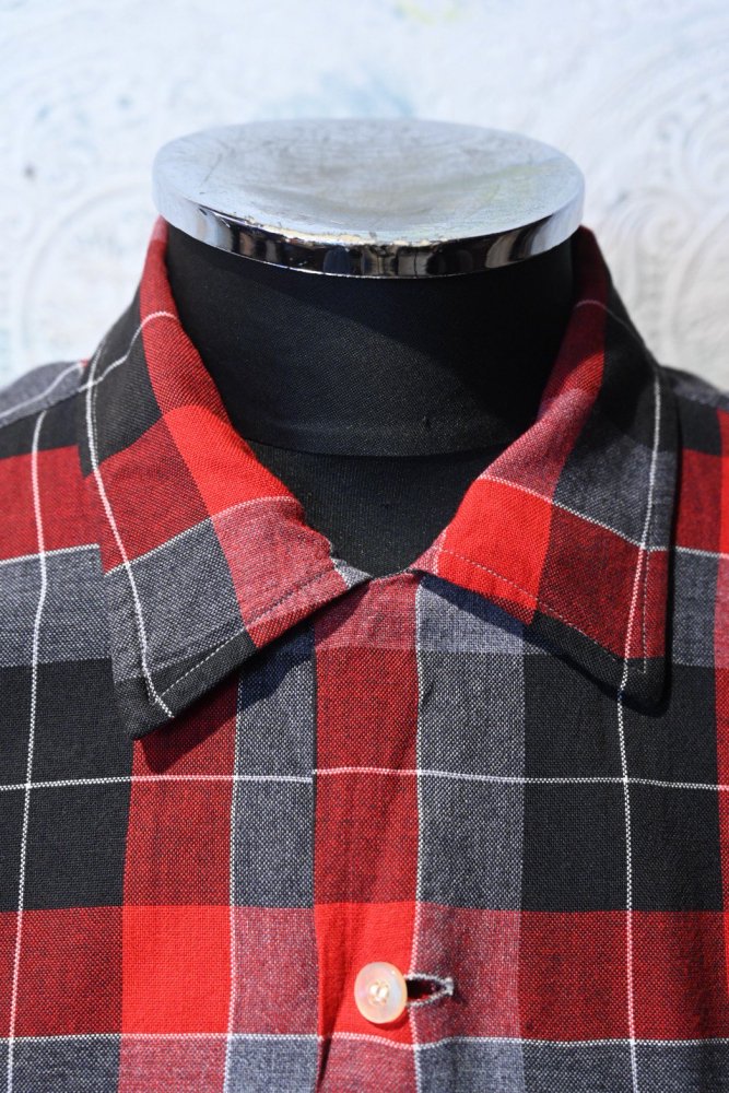 us 1960's "Balmor" rayon check shirt 