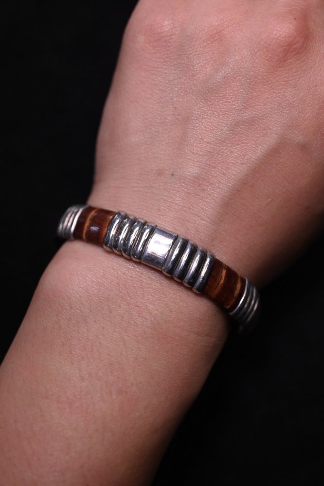 Mexico vintage silver  leather bangle