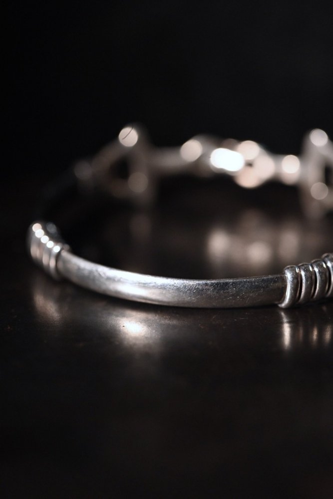 Vintage silver  leather horsebit bracelet