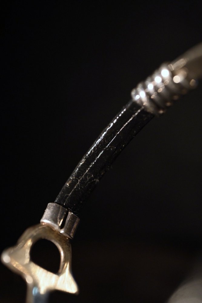 Vintage silver  leather horsebit bracelet