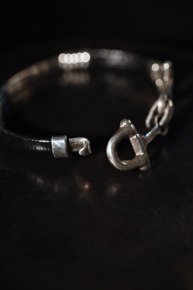 Vintage silver  leather horsebit bracelet