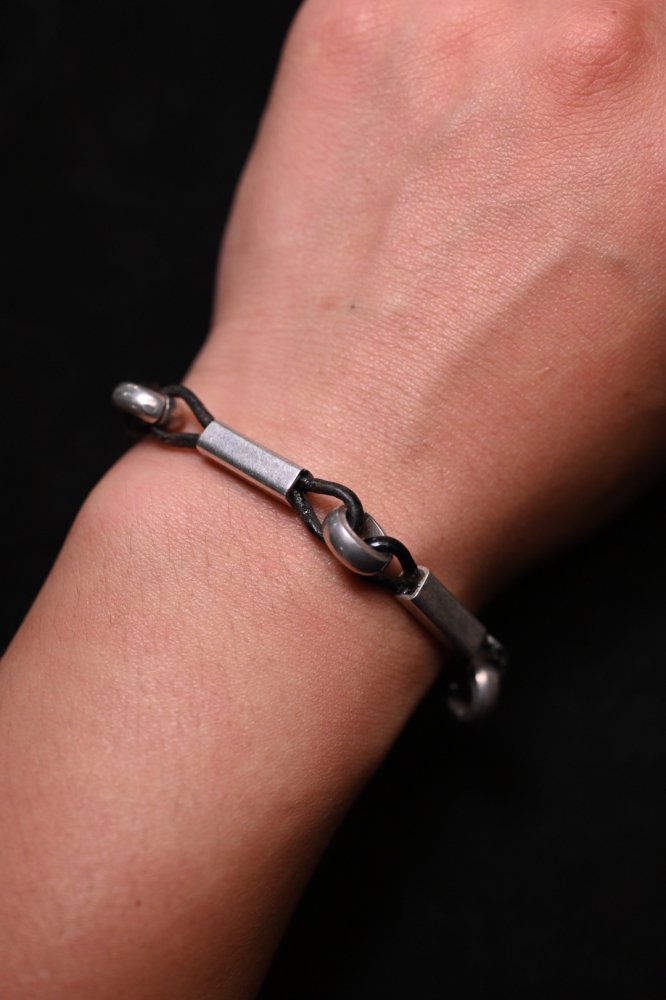 Vintage silver  leather bracelet