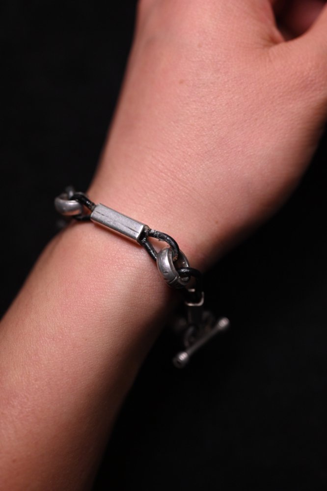 Vintage silver  leather bracelet