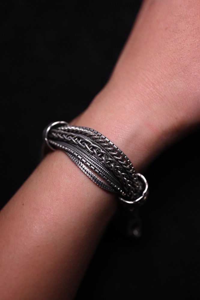 Vintage heavy silver multiple chain bracelet