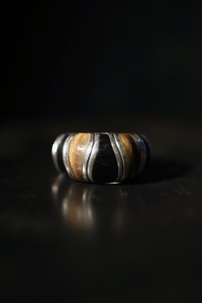 Vintage silver  tiger eye  onyx ring