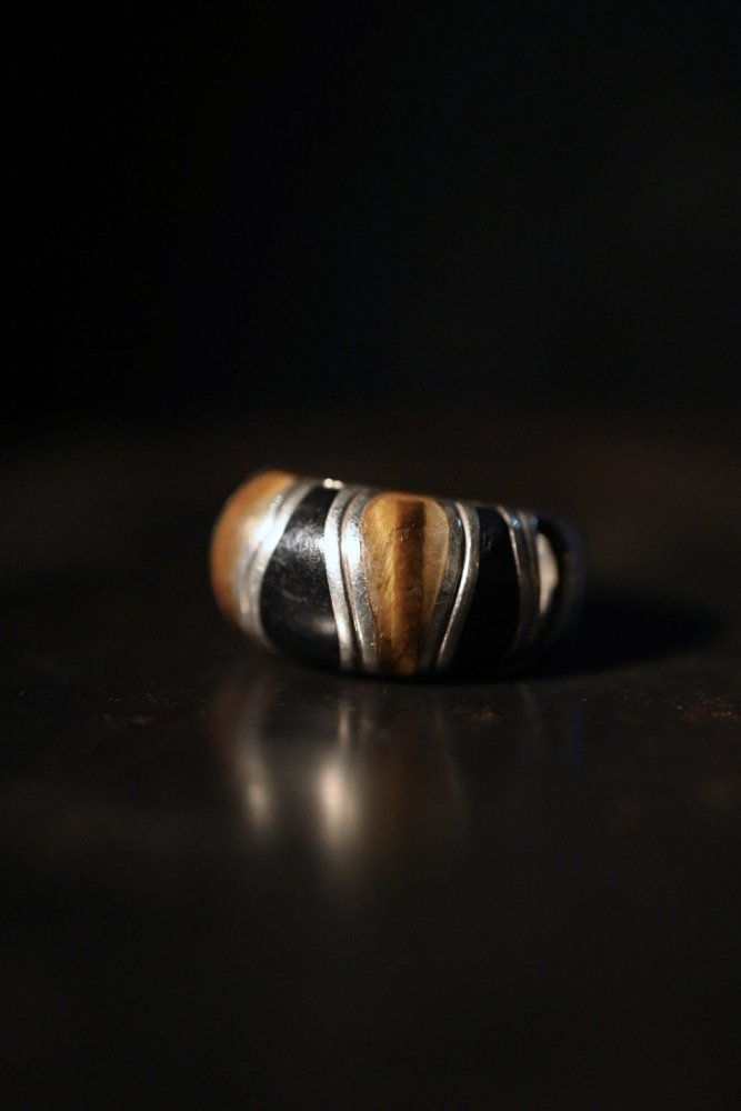 Vintage silver  tiger eye  onyx ring