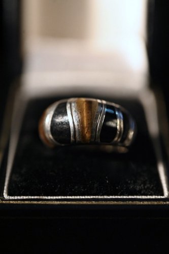 Vintage silver  tiger eye  onyx ring