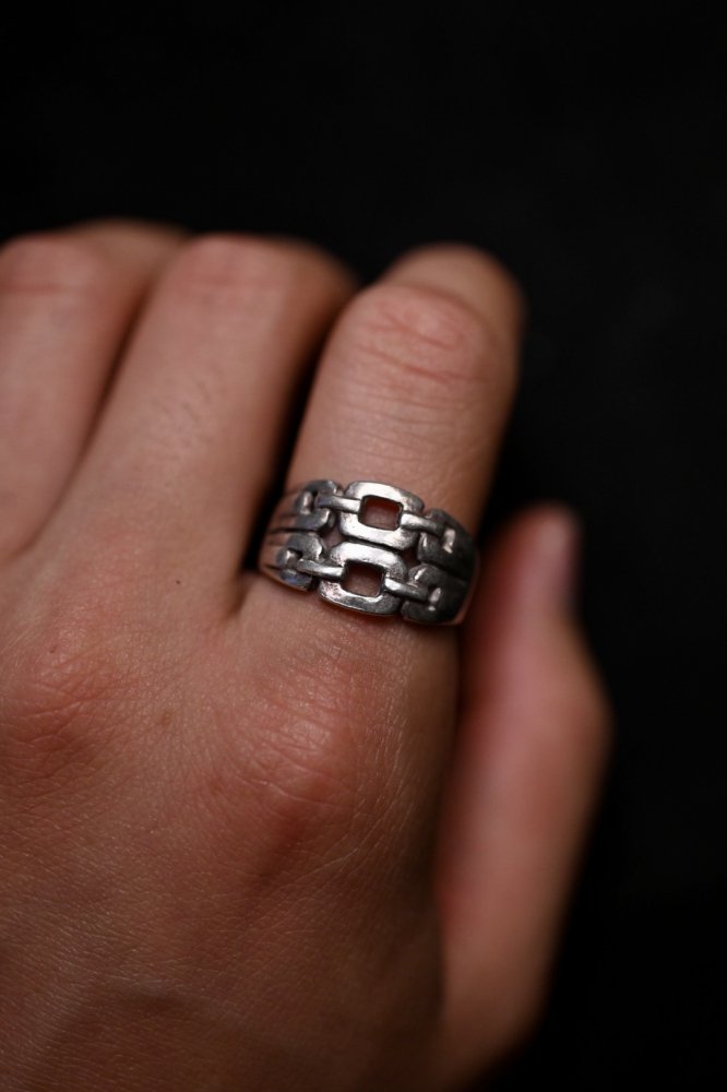 Vintage chain design silver ring