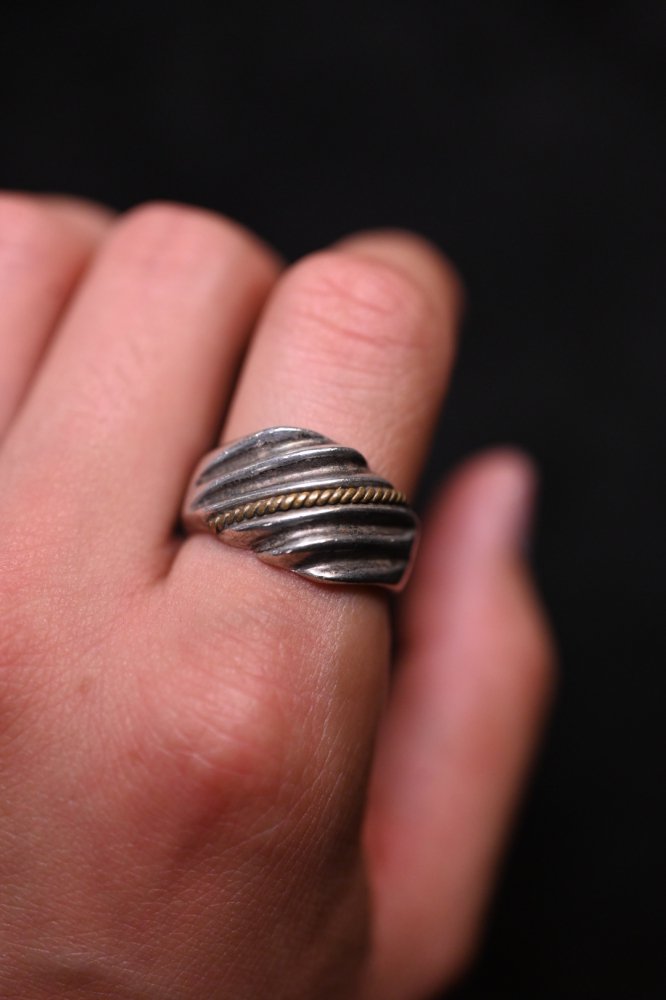 Mexico vintage silver  brass ring