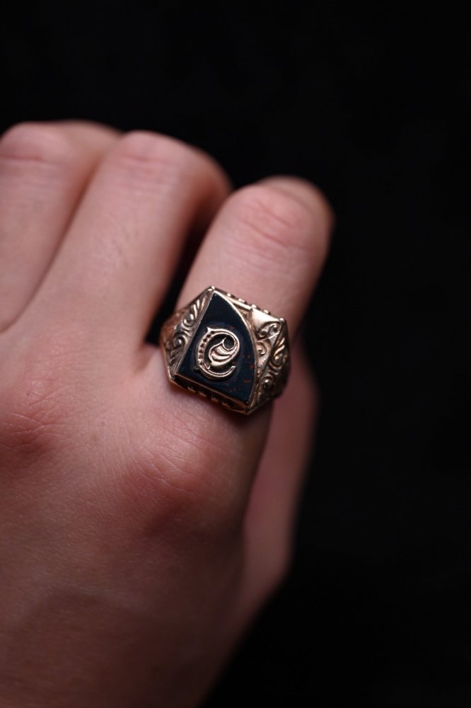 us 1930's~ 10K gold  blood stone ring