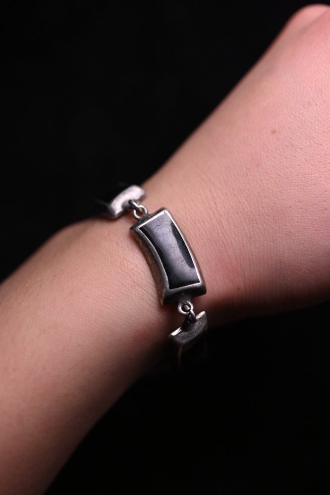 Mexico vintage silver  onyx bracelet