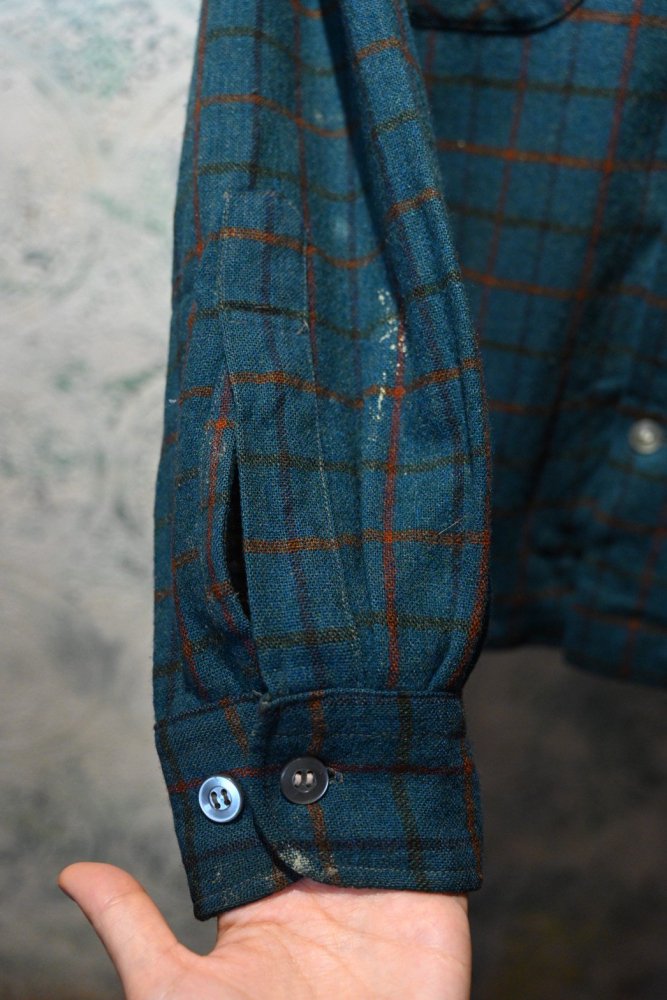 us 1960's~ wool nylon check shirt