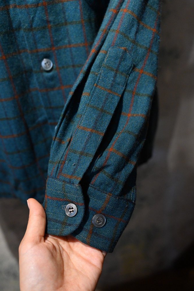 us 1960's~ wool nylon check shirt