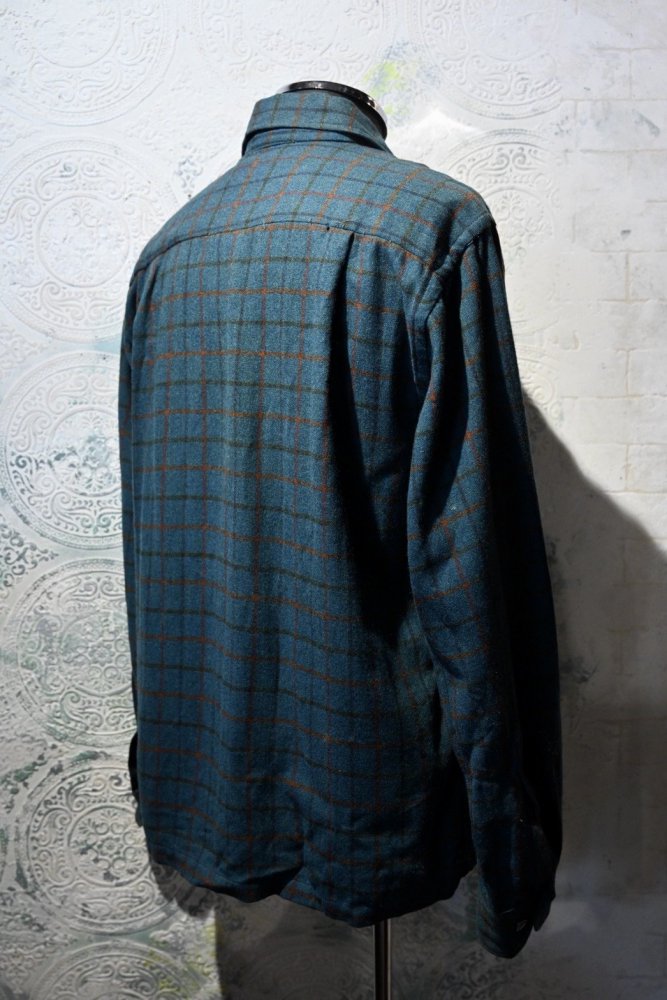 us 1960's~ wool nylon check shirt