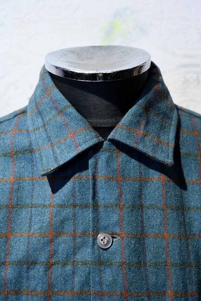 us 1960's~ wool nylon check shirt