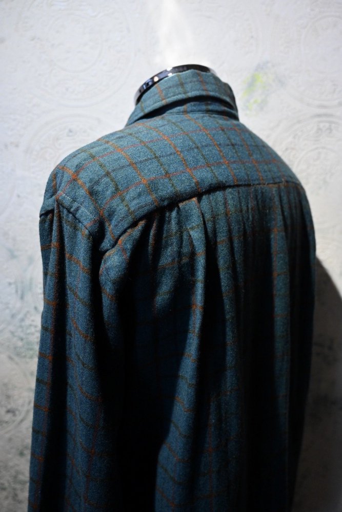 us 1960's~ wool nylon check shirt