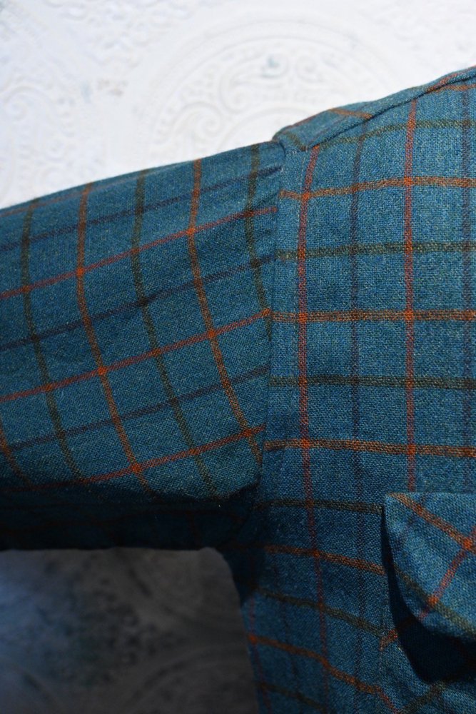 us 1960's~ wool nylon check shirt