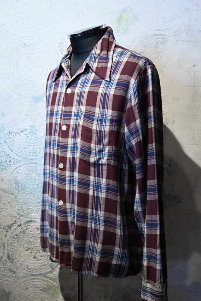 us 1960's~ rayon check shirt