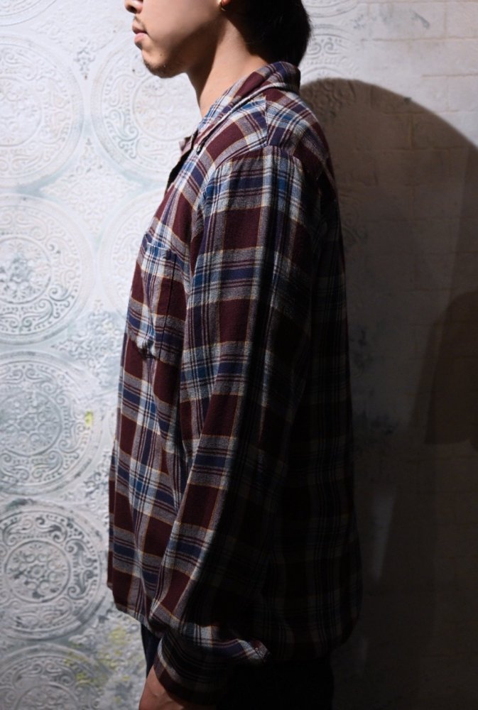 us 1960's~ rayon check shirt