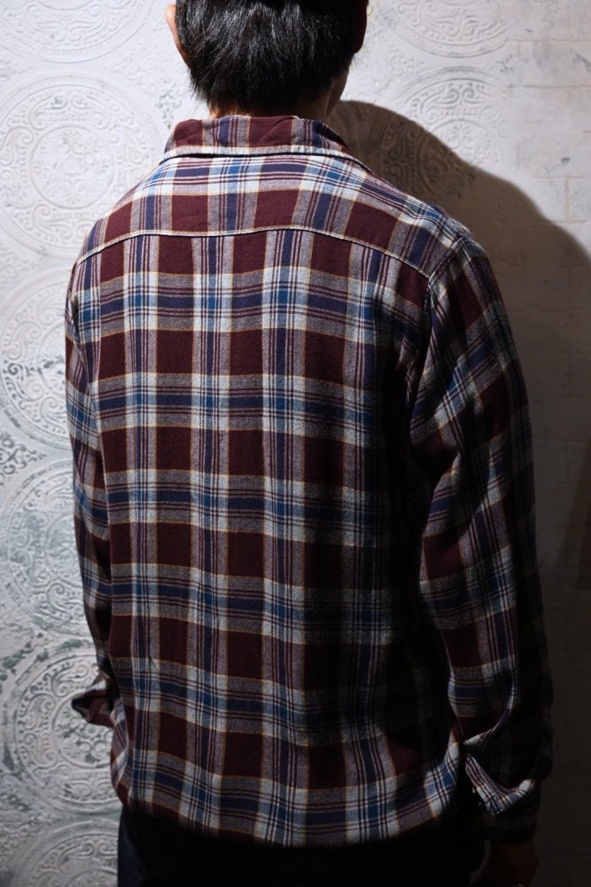 us 1960's~ rayon check shirt