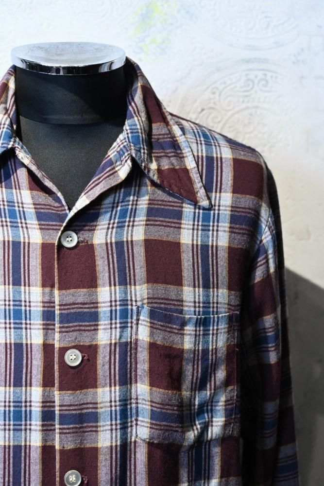 us 1960's~ rayon check shirt