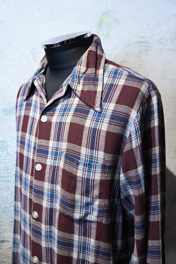 us 1960's~ rayon check shirt