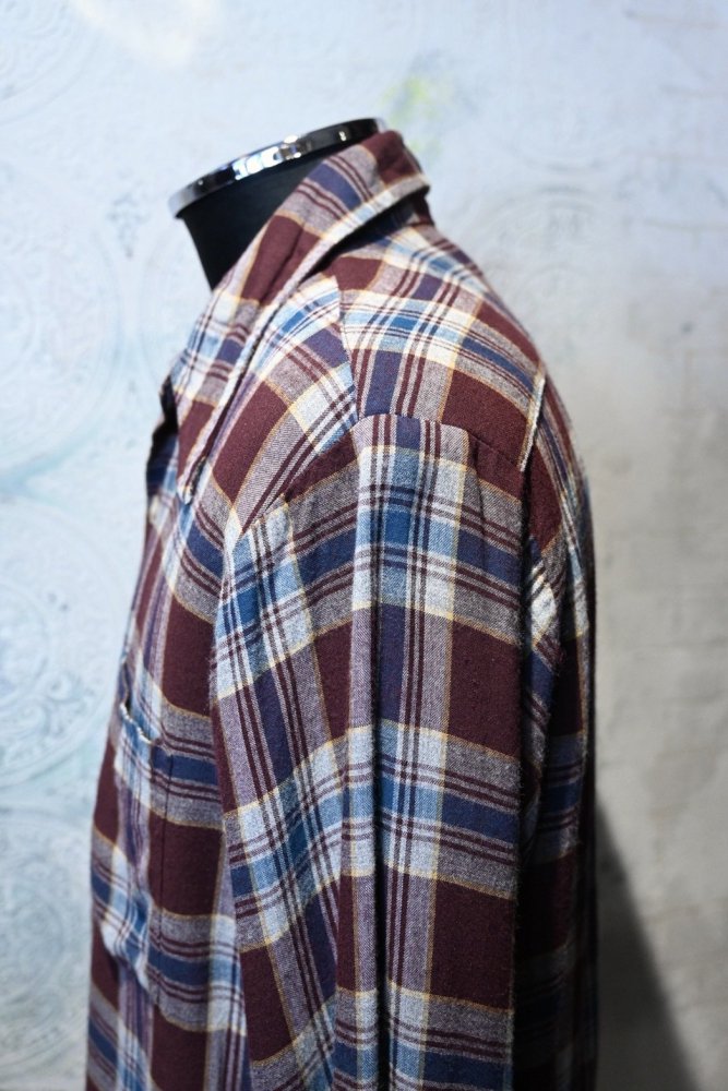 us 1960's~ rayon check shirt