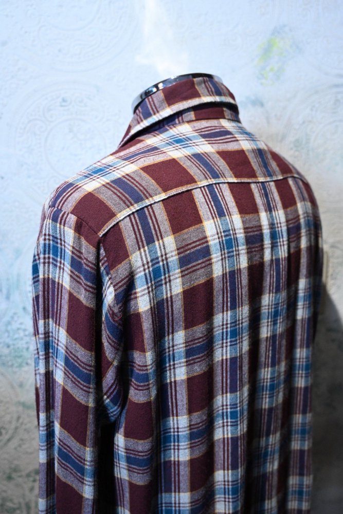 us 1960's~ rayon check shirt