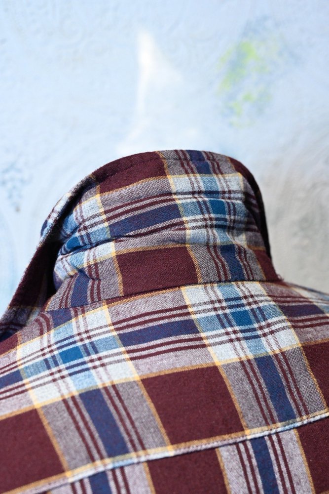 us 1960's~ rayon check shirt