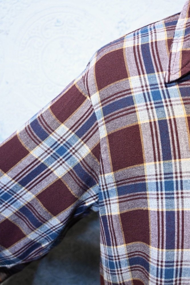 us 1960's~ rayon check shirt