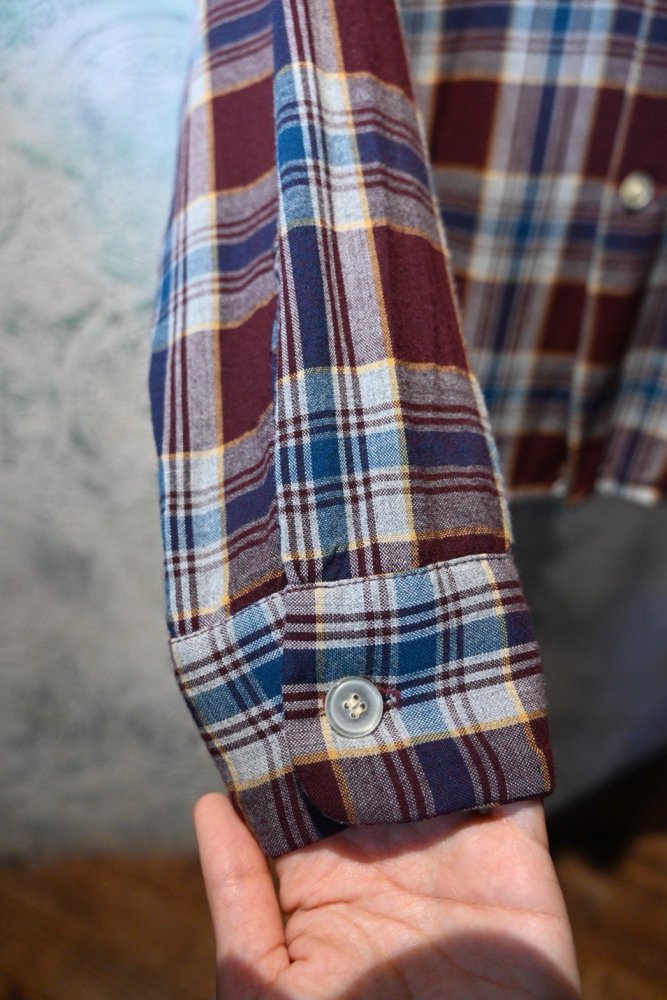 us 1960's~ rayon check shirt