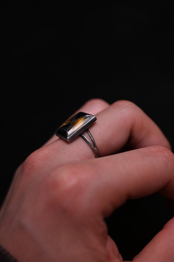 Vintage silver  tiger eye  onyx ring