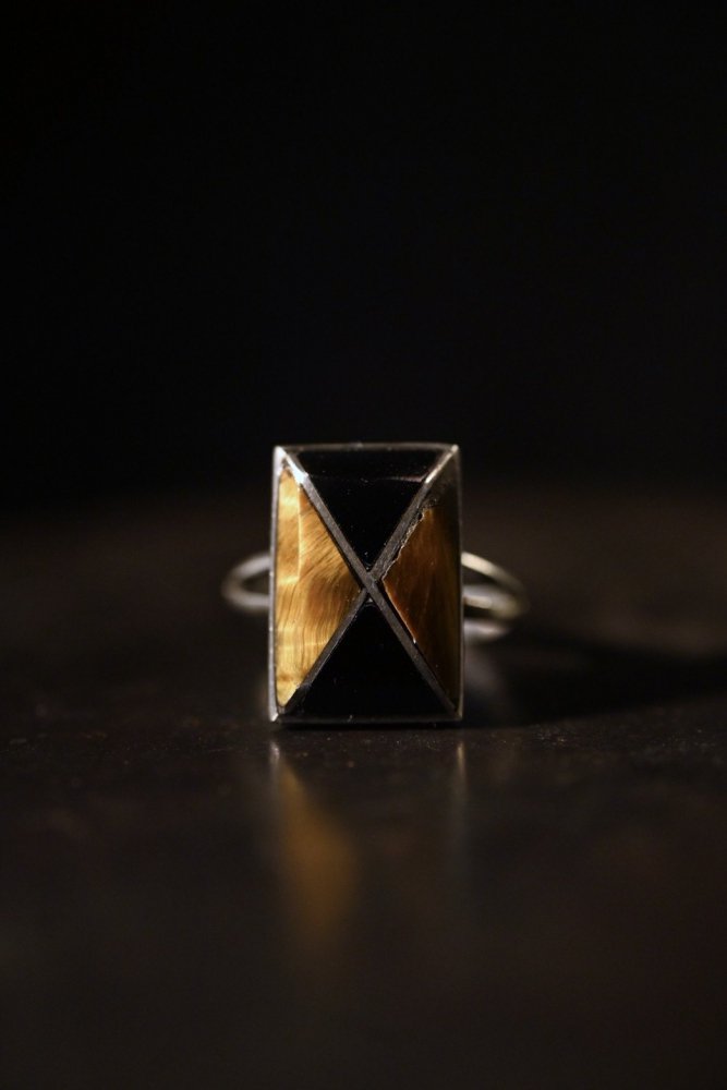 Vintage silver  tiger eye  onyx ring