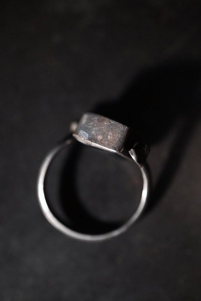 Vintage silver 950 onyx shell ring